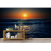 Fiery Ocean Sunset - AI Art Wall Mural for Contemporary Interiors