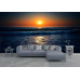 Fiery Ocean Sunset - AI Art Wall Mural for Contemporary Interiors