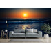 Fiery Ocean Sunset - AI Art Wall Mural for Contemporary Interiors