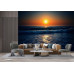 Fiery Ocean Sunset - AI Art Wall Mural for Contemporary Interiors