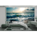 Emerald Glow Ocean Waves - AI Art Wall Mural for Contemporary Interiors
