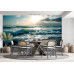 Emerald Glow Ocean Waves - AI Art Wall Mural for Contemporary Interiors