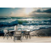 Emerald Glow Ocean Waves - AI Art Wall Mural for Contemporary Interiors
