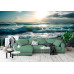 Emerald Glow Ocean Waves - AI Art Wall Mural for Contemporary Interiors