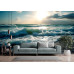 Emerald Glow Ocean Waves - AI Art Wall Mural for Contemporary Interiors