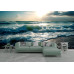 Emerald Glow Ocean Waves - AI Art Wall Mural for Contemporary Interiors