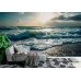 Emerald Glow Ocean Waves - AI Art Wall Mural for Contemporary Interiors