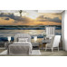 Island Sunset Waves - AI Art Wall Mural for Contemporary Interiors