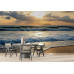 Island Sunset Waves - AI Art Wall Mural for Contemporary Interiors
