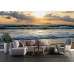 Island Sunset Waves - AI Art Wall Mural for Contemporary Interiors