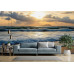 Island Sunset Waves - AI Art Wall Mural for Contemporary Interiors