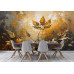 Golden Leaf Bloom - AI Art Wall Mural for Contemporary Interiors