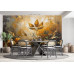 Golden Leaf Bloom - AI Art Wall Mural for Contemporary Interiors