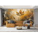 Golden Leaf Bloom - AI Art Wall Mural for Contemporary Interiors