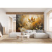 Golden Leaf Bloom - AI Art Wall Mural for Contemporary Interiors