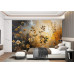 Autumnal Bloom Abstract - AI Art Wall Mural for Contemporary Interiors
