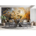 Autumnal Bloom Abstract - AI Art Wall Mural for Contemporary Interiors