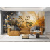 Autumnal Bloom Abstract - AI Art Wall Mural for Contemporary Interiors