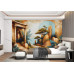 Serene Temple Garden - AI Art Wall Mural for Contemporary Interiors