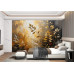 Golden Botanical Whisper - AI Art Wall Mural for Contemporary Interiors