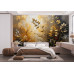 Golden Botanical Whisper - AI Art Wall Mural for Contemporary Interiors