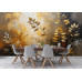 Golden Botanical Whisper - AI Art Wall Mural for Contemporary Interiors
