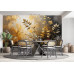 Golden Botanical Whisper - AI Art Wall Mural for Contemporary Interiors