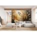 Golden Botanical Whisper - AI Art Wall Mural for Contemporary Interiors