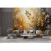 Golden Botanical Whisper - AI Art Wall Mural for Contemporary Interiors