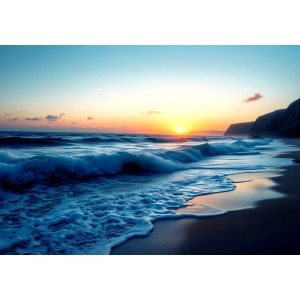 Sunset Beach - AI Art Wall Mural for Contemporary Interiors