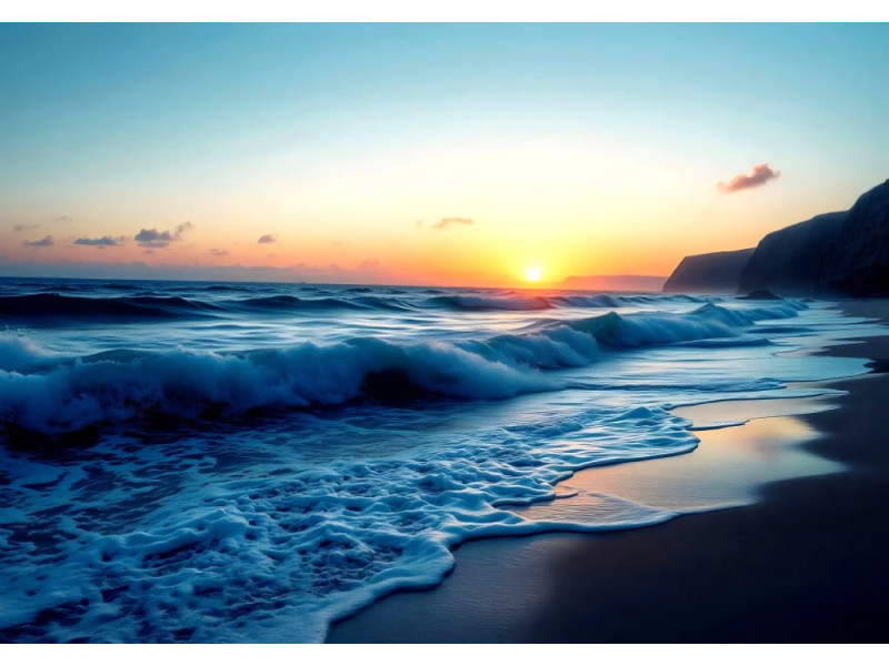 Sunset Beach - AI Art Wall Mural for Contemporary Interiors