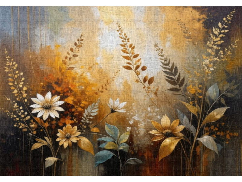 Sun-Kissed Wildflowers - AI Art Wall Mural for Contemporary Interiors