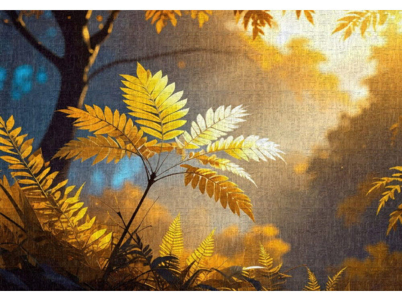 Radiant Forest Fern - AI Art Wall Mural for Contemporary Interiors