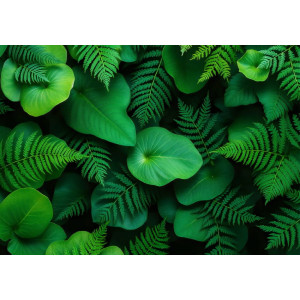 Lush Green Foliage - AI Art Wall Mural for Contemporary Interiors