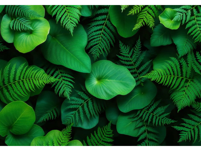 Lush Green Foliage - AI Art Wall Mural for Contemporary Interiors