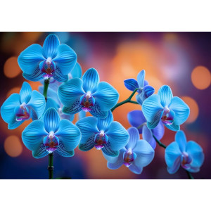 Azure Orchid Elegance - AI Art Wall Mural for Contemporary Interiors Azure Orchid Elegance - AI Art Wall Mural for Contemporary Interiors | Wall4Soul