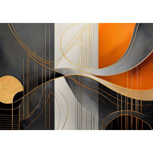 Golden Rhapsody Lines - AI Art Wall Mural for Contemporary Interiors | Wall4Soul