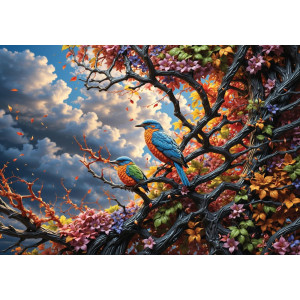 Autumnal Birds - AI Art Wall Mural for Contemporary Interiors Autumnal Birds - AI Art Wall Mural for Contemporary Interiors | Wall4Soul