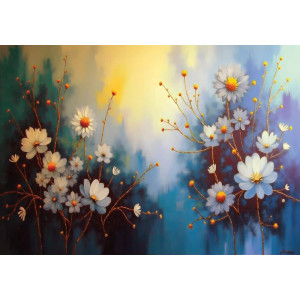 Soft Sunrise Floral Daisy - AI Art Wall Mural for Contemporary Interiors | Wall4Soul