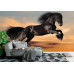 Black Friesian Horse at Sunset - Classic Wall Mural for Modern Interiors Black Friesian Horse at Sunset - Classic Wall Mural for Modern Interiors