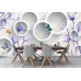 3D Violet Flowers & Butterflies - Classic Wall Mural for Modern Interiors