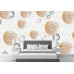 3D Golden Ball Spheres & Circles - Classic Wall Mural for Modern Interiors
