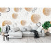 3D Golden Ball Spheres & Circles - Classic Wall Mural for Modern Interiors