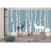 Birch Trees with Birds and Deer - Classic Wall Mural for Modern Interiors