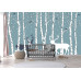 Birch Trees with Birds and Deer - Classic Wall Mural for Modern Interiors