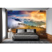 Mountain Landscape with Fog & Haystack - Classic Wall Mural for Modern Interiors