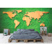 Wooden World Map on Grass - Classic Wall Mural for Modern Interiors