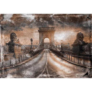 Bridge in Budapest Grunge Style - Classic Wall Mural for Modern Interiors Bridge in Budapest Grunge Style - Classic Wall Mural for Modern Interiors | Wall4Soul