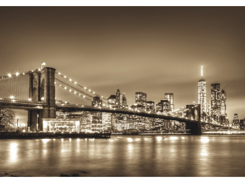 Brooklyn Bridge & Manhattan Skyline at Dusk - Classic Wall Mural for Modern Interiors
