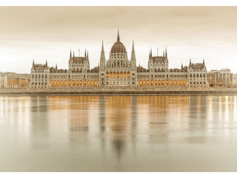Budapest Parliament in Sepia - Classic Wall Mural for Modern Interiors